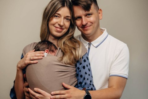 Chusta do noszenia dzieci, elastyczna - Mocha - rozmiar standardowy 5.0 m