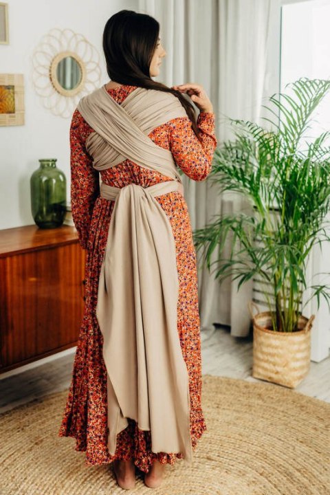 Chusta do noszenia dzieci, elastyczna - Nude Beige - rozmiar standardowy 5.0 m (drugi gatunek)