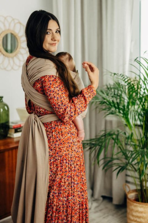 Chusta do noszenia dzieci, elastyczna - Nude Beige - rozmiar standardowy 5.0 m (drugi gatunek)