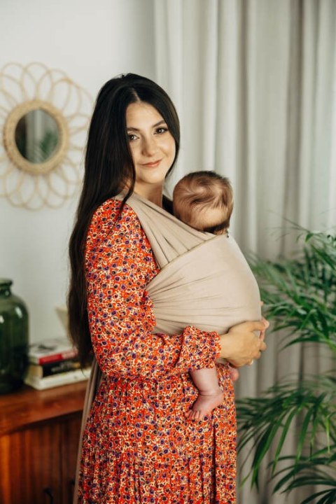 Chusta do noszenia dzieci, elastyczna - Nude Beige - rozmiar standardowy 5.0 m (drugi gatunek)