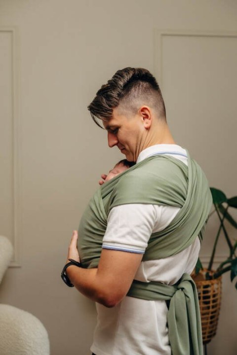 Chusta do noszenia dzieci, elastyczna - Sage - rozmiar standardowy 5.0 m