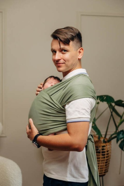 Chusta do noszenia dzieci, elastyczna - Sage - rozmiar standardowy 5.0 m