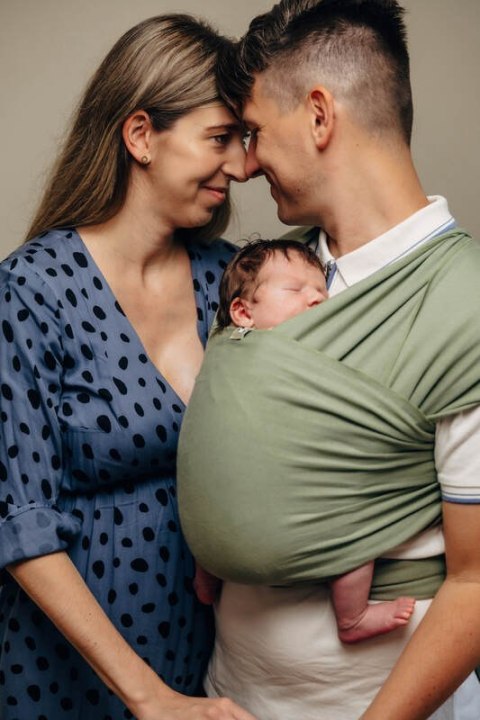 Chusta do noszenia dzieci, elastyczna - Sage - rozmiar standardowy 5.0 m