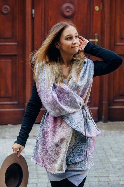 Długi kardigan - rozmiar S/M - DZIKIE WINO - VINEYARD (98% bawełna, 2% elastan)