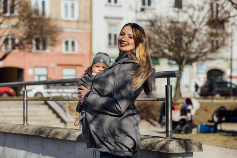 Kurtka Softshell do noszenia dzieci - Szara - rozmiar XL