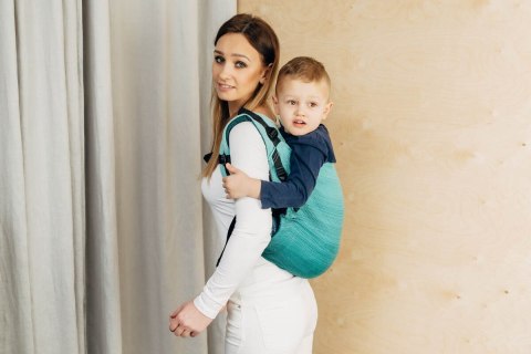 Nosidło Klamrowe Onbuhimo PRO, splot jodełkowy (100% bawełna), rozmiar Preschool - MAŁA JODEŁKA OMBRE ZIELEŃ