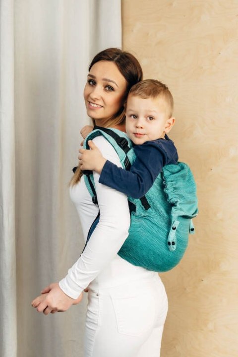 Nosidło Klamrowe Onbuhimo PRO, splot jodełkowy (100% bawełna), rozmiar Preschool - MAŁA JODEŁKA OMBRE ZIELEŃ