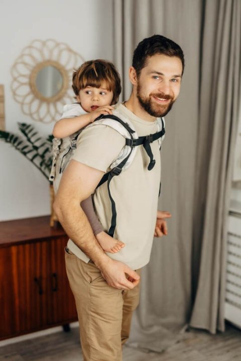 Nosidło Klamrowe Onbuhimo PRO z tkaniny żakardowej (100% bawełna), rozmiar Preschool - PARK JURAJSKI - ICE DESERT