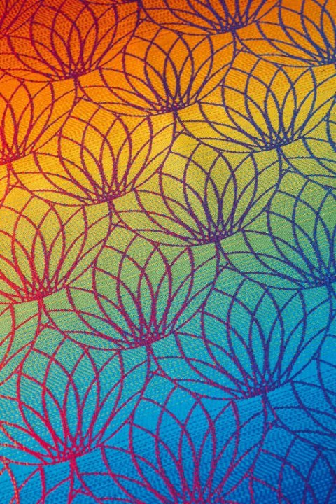 Nosidło Klamrowe Onbuhimo PRO z tkaniny żakardowej (100% bawełna), rozmiar Preschool - TĘCZOWY LOTOS