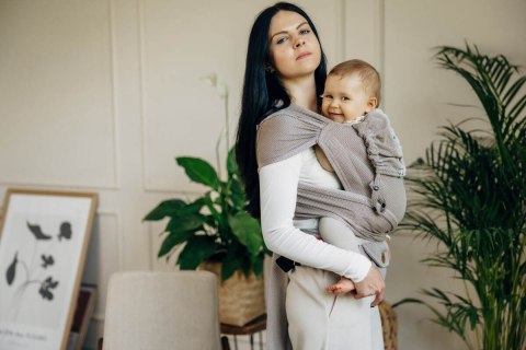 Moje Pierwsze Nosidełko LennyHybrid Half Buckle, splot jodełkowy, 100% bawełna , rozmiar standard - MAŁA JODEŁKA ALMOND