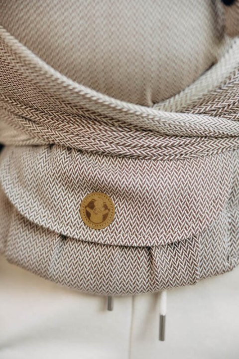 Moje Pierwsze Nosidełko LennyHybrid Half Buckle, splot jodełkowy, 100% bawełna , rozmiar standard - MAŁA JODEŁKA ALMOND