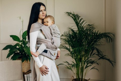 Moje Pierwsze Nosidełko LennyHybrid Half Buckle, splot jodełkowy, 100% bawełna , rozmiar standard - MAŁA JODEŁKA ALMOND