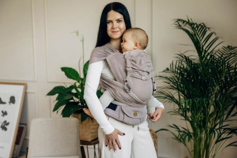 Moje Pierwsze Nosidełko LennyHybrid Half Buckle, splot jodełkowy, 100% bawełna , rozmiar standard - MAŁA JODEŁKA ALMOND