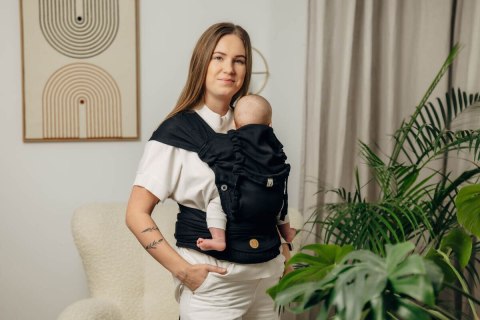 Moje Pierwsze Nosidełko LennyHybrid Half Buckle, splot jodełkowy, 100% bawełna , rozmiar standard - MAŁA JODEŁKA CZARNY HEBAN