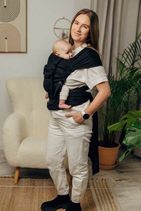 Moje Pierwsze Nosidełko LennyHybrid Half Buckle, splot jodełkowy, 100% bawełna , rozmiar standard - MAŁA JODEŁKA CZARNY HEBAN