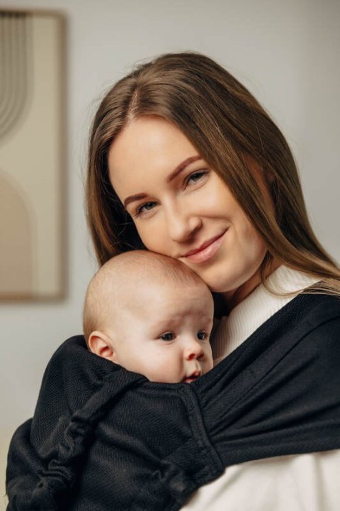 Moje Pierwsze Nosidełko LennyHybrid Half Buckle, splot jodełkowy, 100% bawełna , rozmiar standard - MAŁA JODEŁKA CZARNY HEBAN