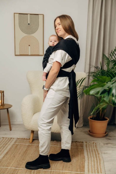 Moje Pierwsze Nosidełko LennyHybrid Half Buckle, splot jodełkowy, 100% bawełna , rozmiar standard - MAŁA JODEŁKA CZARNY HEBAN