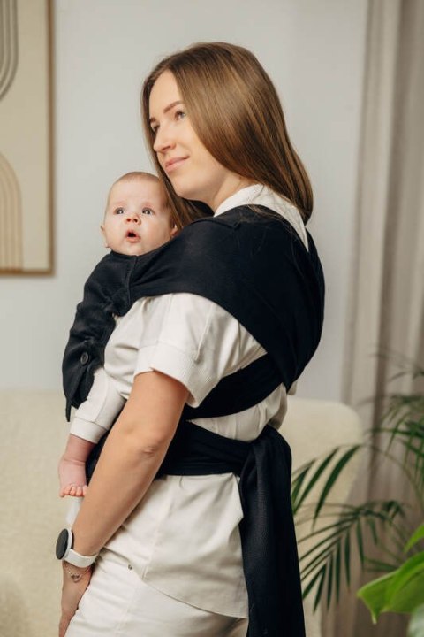 Moje Pierwsze Nosidełko LennyHybrid Half Buckle, splot jodełkowy, 100% bawełna , rozmiar standard - MAŁA JODEŁKA CZARNY HEBAN