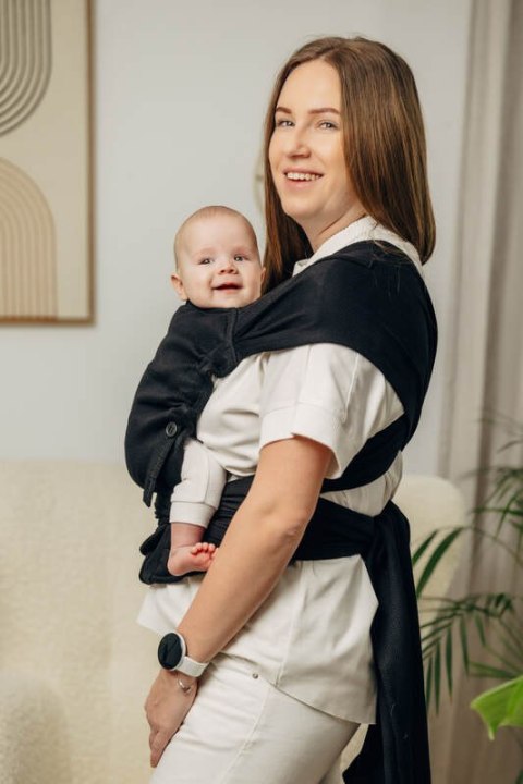 Moje Pierwsze Nosidełko LennyHybrid Half Buckle, splot jodełkowy, 100% bawełna , rozmiar standard - MAŁA JODEŁKA CZARNY HEBAN