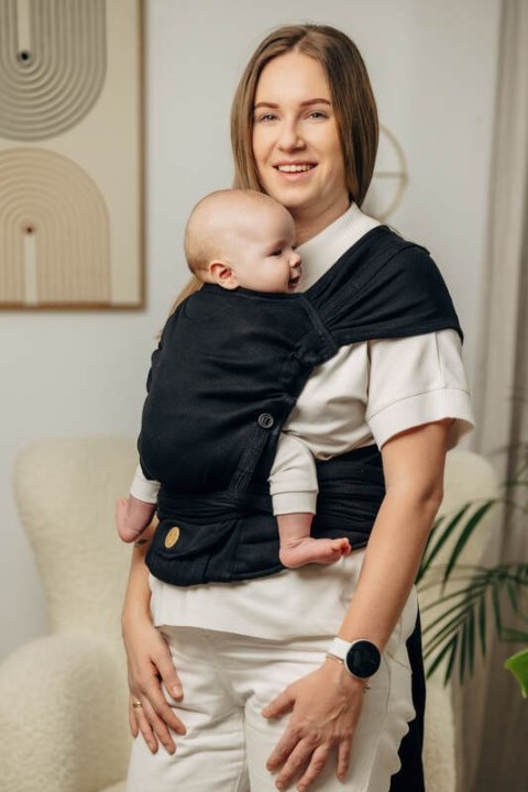 Moje Pierwsze Nosidełko LennyHybrid Half Buckle, splot jodełkowy, 100% bawełna , rozmiar standard - MAŁA JODEŁKA CZARNY HEBAN