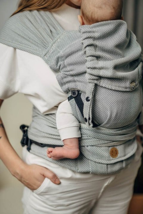 Moje Pierwsze Nosidełko LennyHybrid Half Buckle, splot jodełkowy, 100% bawełna , rozmiar standard - MAŁA JODEŁKA SZARA