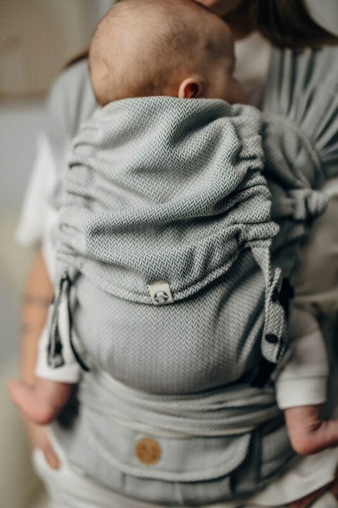 Moje Pierwsze Nosidełko LennyHybrid Half Buckle, splot jodełkowy, 100% bawełna , rozmiar standard - MAŁA JODEŁKA SZARA