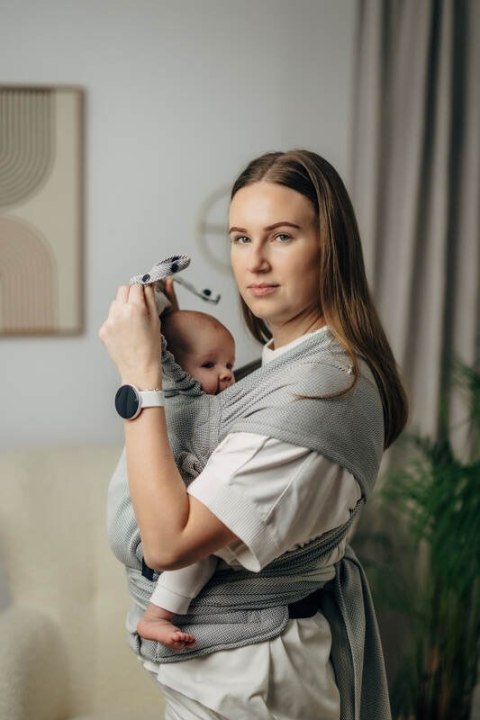 Moje Pierwsze Nosidełko LennyHybrid Half Buckle, splot jodełkowy, 100% bawełna , rozmiar standard - MAŁA JODEŁKA SZARA