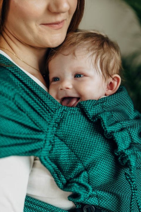 Moje Pierwsze Nosidełko LennyHybrid Half Buckle, splot jodełkowy, 100% bawełna , rozmiar standard - SZMARAGD