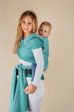 Nosidełko LennyHybrid Half Buckle, splot jodełkowy, 100% bawełna , rozmiar preschool - MAŁA JODEŁKA OMBRE ZIELEŃ