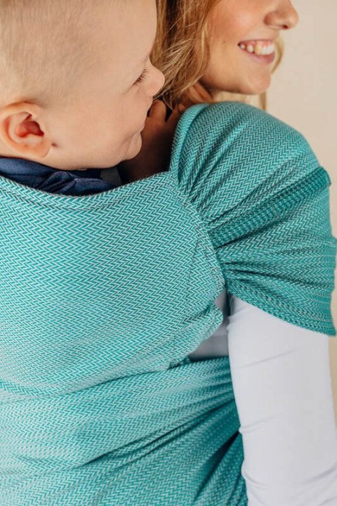 Nosidełko LennyHybrid Half Buckle, splot jodełkowy, 100% bawełna , rozmiar preschool - MAŁA JODEŁKA OMBRE ZIELEŃ