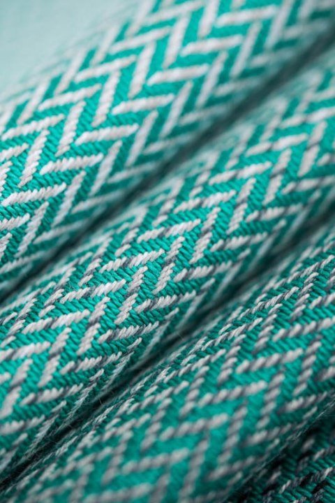 Nosidełko LennyHybrid Half Buckle, splot jodełkowy, 100% bawełna , rozmiar preschool - MAŁA JODEŁKA OMBRE ZIELEŃ