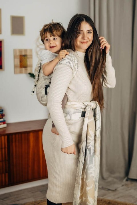 Nosidełko LennyHybrid Half Buckle, splot żakardowy, 100% bawełna, rozmiar preschool - PARK JURAJSKI - ICE DESERT