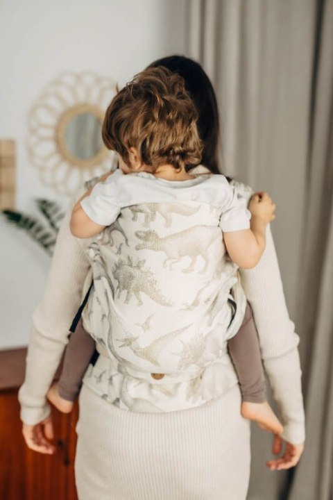 Nosidełko LennyHybrid Half Buckle, splot żakardowy, 100% bawełna, rozmiar preschool - PARK JURAJSKI - ICE DESERT