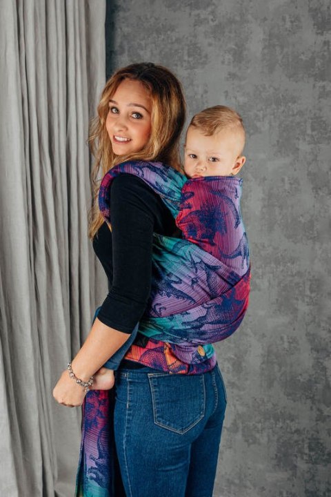 Nosidełko LennyHybrid Half Buckle, splot żakardowy, 100% bawełna, rozmiar preschool - PARK JURAJSKI - NOWA ERA