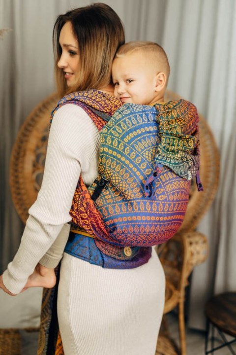 Nosidełko LennyHybrid Half Buckle, splot żakardowy, 100% bawełna , rozmiar preschool - PAWI OGON - BOLERO