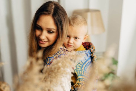 Nosidełko LennyHybrid Half Buckle, splot żakardowy, 100% bawełna , rozmiar preschool - PAWI OGON - BOLERO