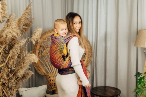 Nosidełko LennyHybrid Half Buckle, splot żakardowy, 100% bawełna , rozmiar preschool - PAWI OGON - BOLERO