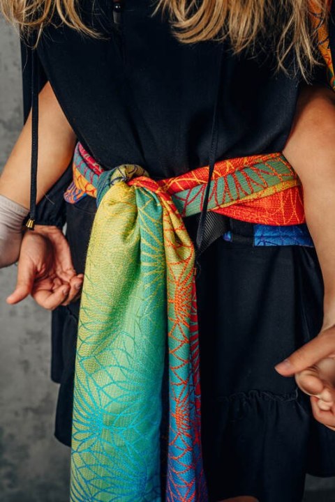 Nosidełko LennyHybrid Half Buckle, splot żakardowy, 100% bawełna , rozmiar preschool - TĘCZOWY LOTOS