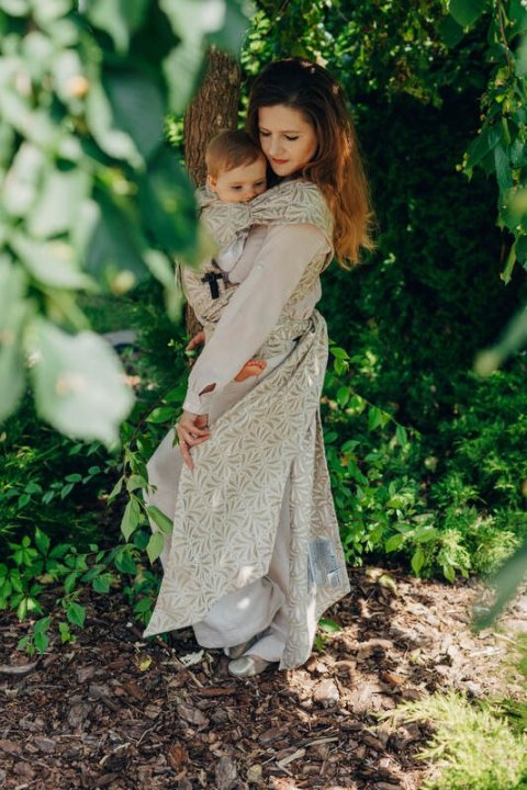 Nosidełko LennyHybrid Half Buckle, splot żakardowy, 50% bawełna, 50% wiskoza bambusowa , rozmiar standard - INFINITY - GOLDEN H