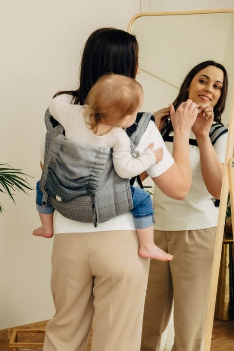 Nosidło Klamrowe Onbuhimo PRO splot jodełkowy (100% bawełna), rozmiar Toddler - MAŁA JODEŁKA OMBRE SZARY