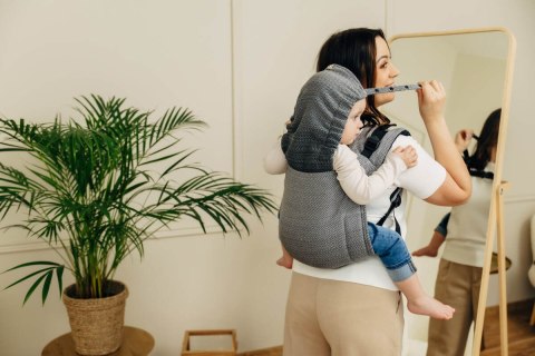 Nosidło Klamrowe Onbuhimo PRO splot jodełkowy (100% bawełna), rozmiar Toddler - MAŁA JODEŁKA OMBRE SZARY