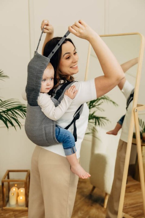 Nosidło Klamrowe Onbuhimo PRO splot jodełkowy (100% bawełna), rozmiar Toddler - MAŁA JODEŁKA OMBRE SZARY