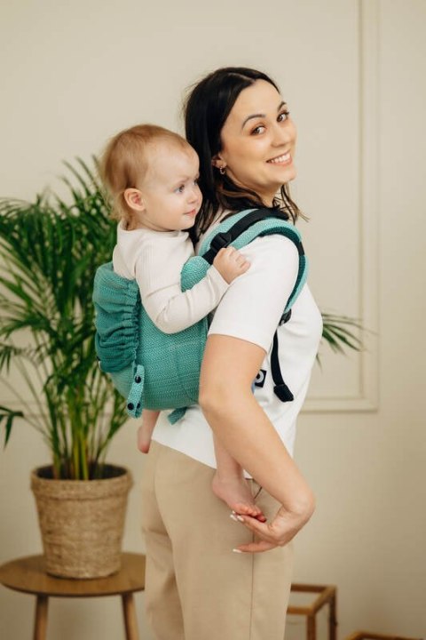 Nosidło Klamrowe Onbuhimo PRO splot jodełkowy (100% bawełna), rozmiar Toddler - MAŁA JODEŁKA OMBRE ZIELEŃ