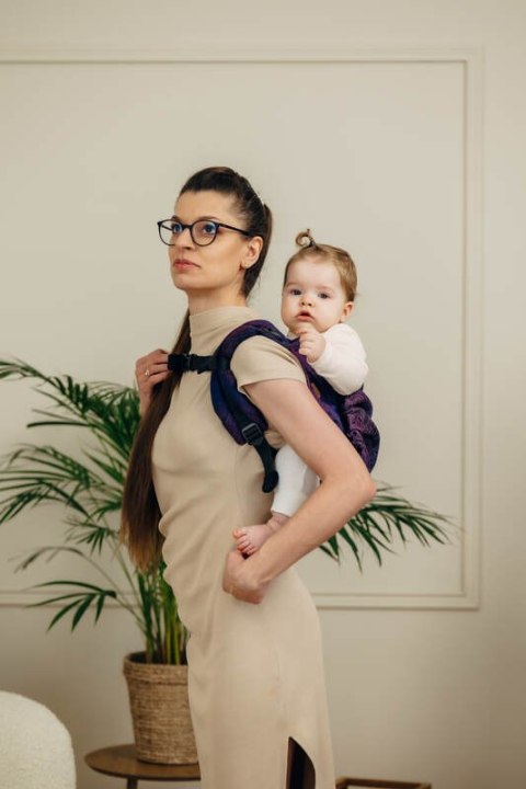 Nosidło Klamrowe Onbuhimo PRO z tkaniny żakardowej (100% bawełna), rozmiar Standard - DZIKIE WINO - BOUQUET