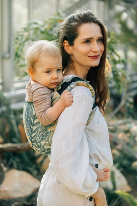 Nosidło Klamrowe Onbuhimo PRO z tkaniny żakardowej (100% bawełna), rozmiar Standard - RAINFOREST - SELVA