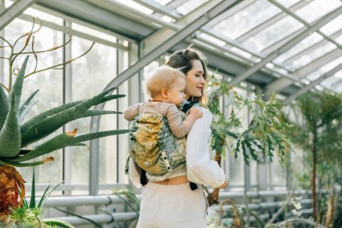 Nosidło Klamrowe Onbuhimo PRO z tkaniny żakardowej (100% bawełna), rozmiar Standard - RAINFOREST - SELVA