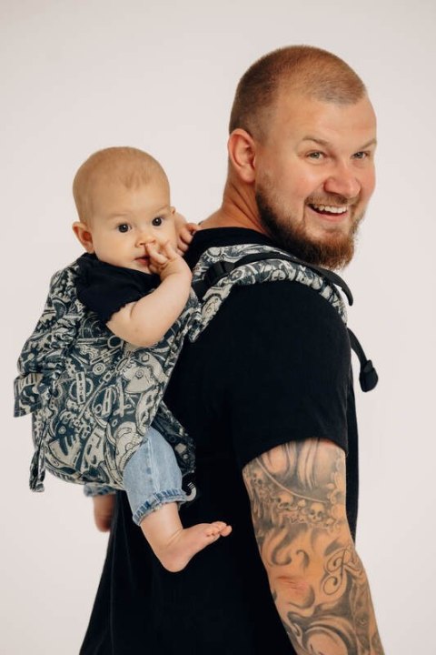 Nosidło Klamrowe Onbuhimo PRO z tkaniny żakardowej (100% bawełna), rozmiar Toddler - CLOCKWORK - FIX IT