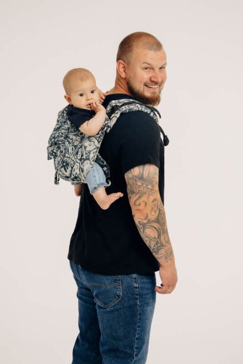 Nosidło Klamrowe Onbuhimo PRO z tkaniny żakardowej (100% bawełna), rozmiar Toddler - CLOCKWORK - FIX IT