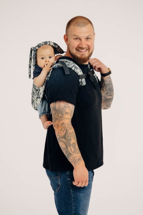 Nosidło Klamrowe Onbuhimo PRO z tkaniny żakardowej (100% bawełna), rozmiar Toddler - CLOCKWORK - FIX IT