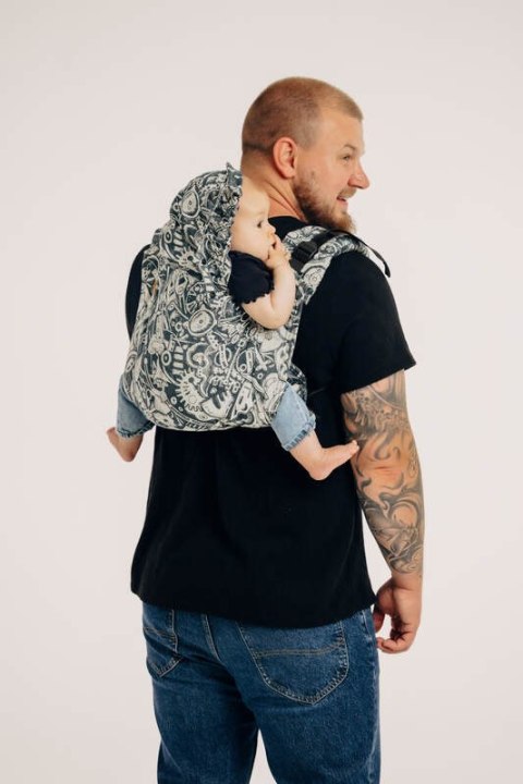 Nosidło Klamrowe Onbuhimo PRO z tkaniny żakardowej (100% bawełna), rozmiar Toddler - CLOCKWORK - FIX IT